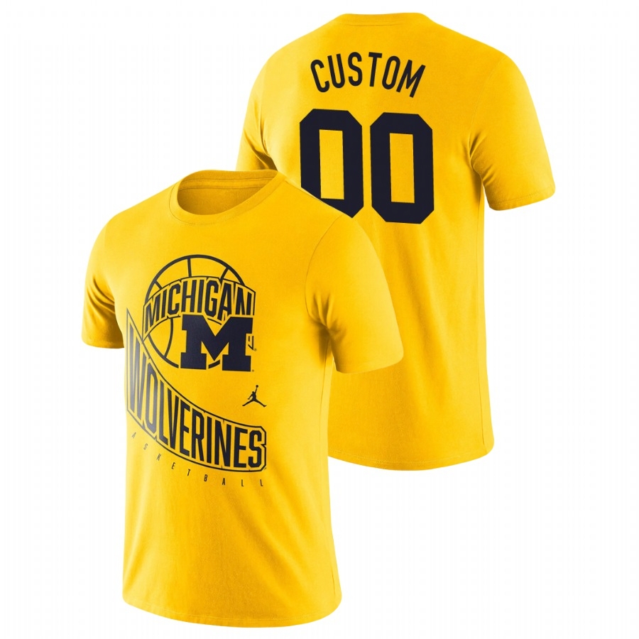 Michigan Wolverines Men's NCAA Custom #00 Maize Retro College Basketball T-Shirt CJS0749RS